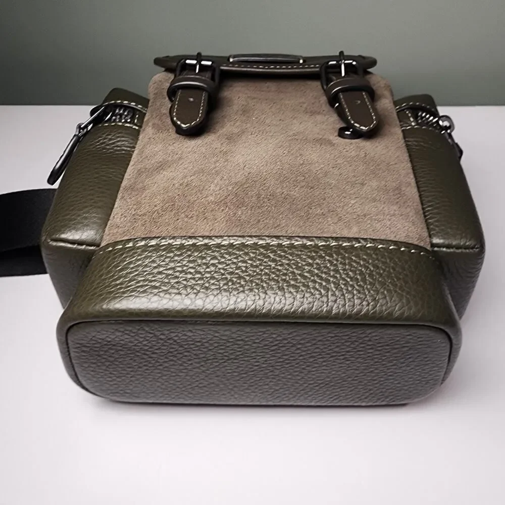 NWT Coach CCE79 Sprint Sling Pack Suede Small Messenger Bag Uniform Green